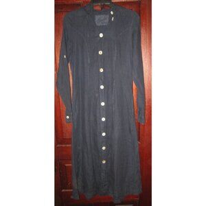 Claudio Milano M S Linen Coat Dress Duster Fit Flare Hood Long Victorian Peasant